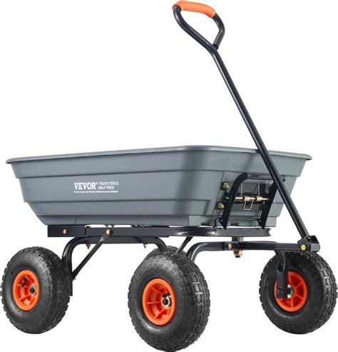 Amazon.com : VEVOR 4 Cu.Ft. 600lbs Poly Garden Cart Dump Wagon, Heavy ...
