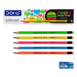 Buy DOMS Neon Rubber Tipped HB/2 Graphite Pencils Box Pack | Non-Toxic ...