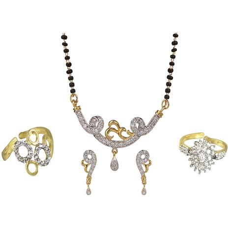 Buy Tuan gold plated cz diamond Gorgeous combo set of mangalsutra set ...