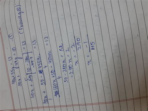solve using substitution method 40x+55y=13 and30x+44q=10 - Brainly.in