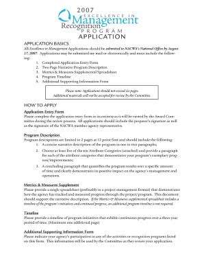 Fillable Online Excellence in Management Application - for the current ...