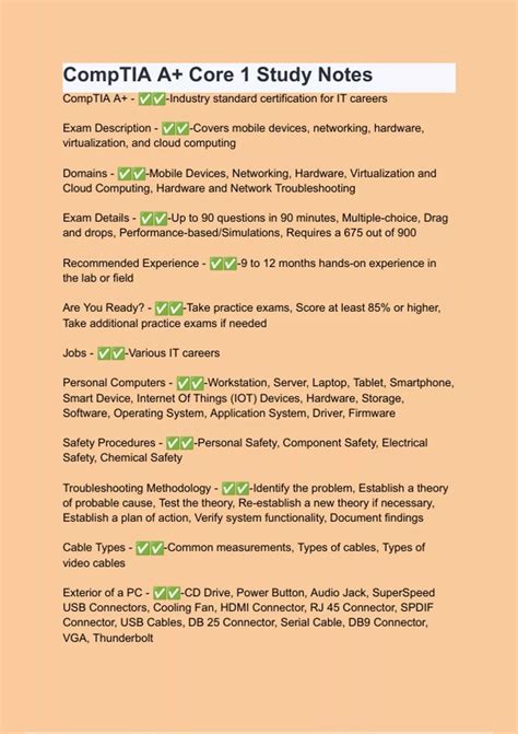 CompTIA A+ Core 1 Study Notes Questions with 100% Actual correct ...