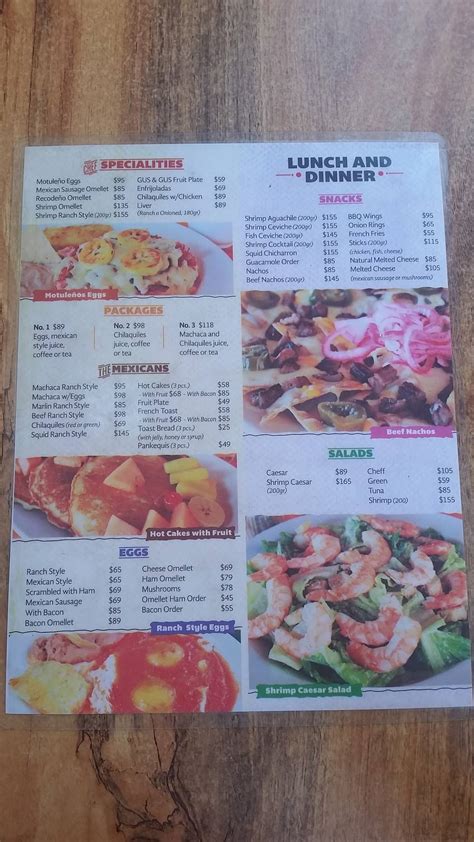 Menu at Gus & Gus Restaurant Bar & Grill, Mazatlán