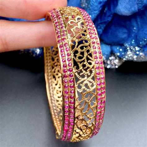 Jadau Bangle with Jali Work | Openable Bracelet for Women