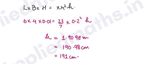 Class 11 CBSE Applied Maths Mensuration Exercise 4.2