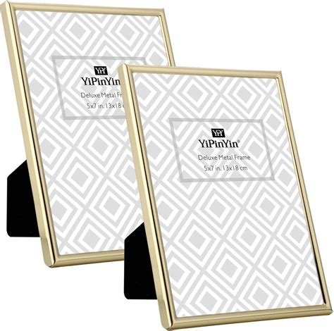 Amazon.com - YiPinYin 5x7''Simply Gold Metal Picture Frame 2pack ...