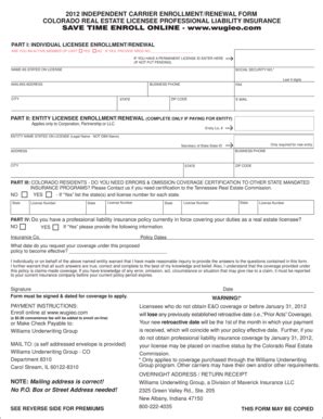 Fillable Online 2012 INDEPENDENT CARRIER ENROLLMENT /RENEWAL FORM ...
