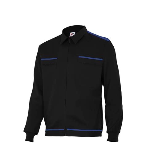 Two-tone black work jacket with trims VELILLA Series BI61601