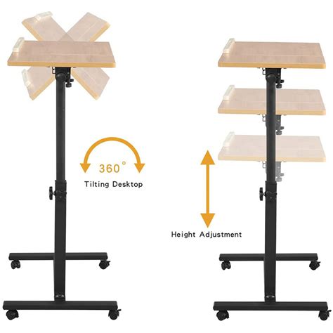 Buy Rolling Laptop Table Lap Desk For Laptop Rolling Cart Tilting ...