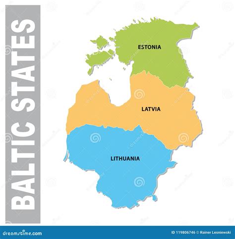 Colorful Baltic States Administrative and Political Vector Map Stock Illustration - Illustration ...