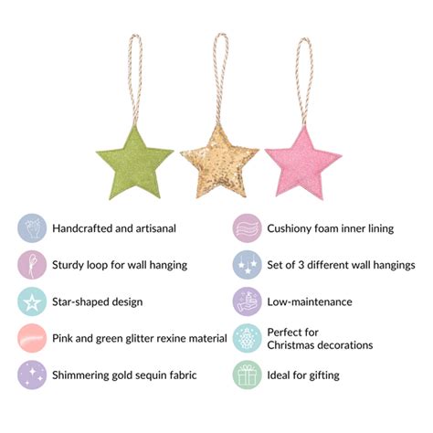 Sparkling Star Wall Hangings Ornaments Set of 3 Online - Premium Wall ...