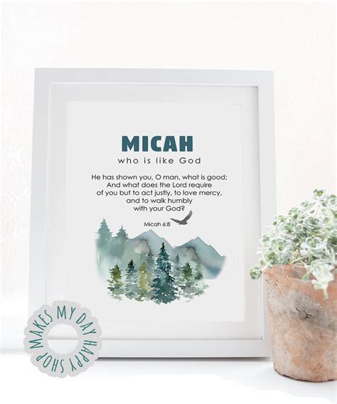 Micah Custom Name Wall Art,personalized Name Meaning With Biblical ...
