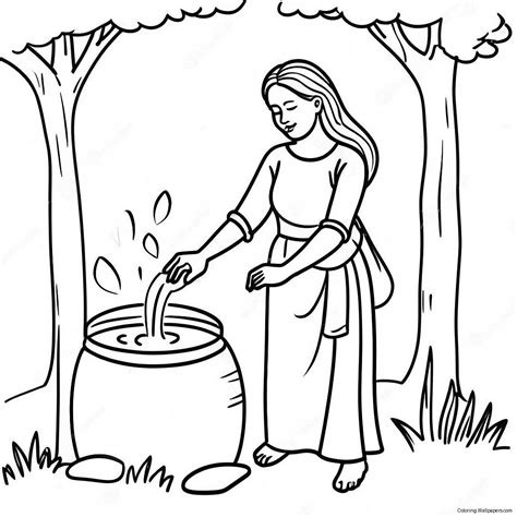 Woman At The Well Coloring Page (62323-49302)