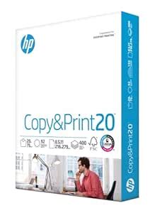HP Everyday Copy and Print Paper 20 Pound 92 Brightness Smooth White 8. ...