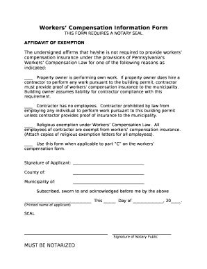 PA Workers Compensation Information Form 2017-2026 - Fill and Sign ...