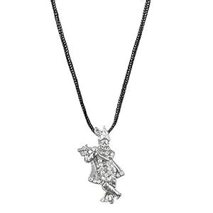 Shining Jewel Silver Plated Pendant With Black Thread/Chord for Men ...
