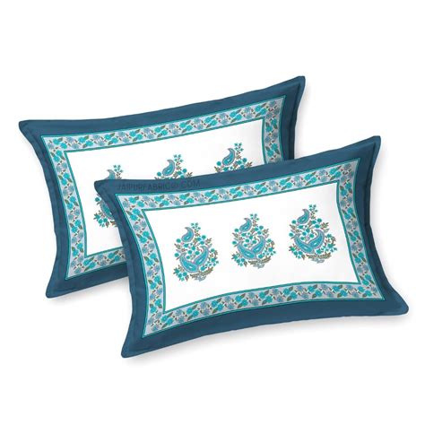 Ethnic Glow Blue Cotton King Size Bedsheet – JaipurFabric®
