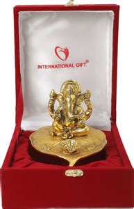 INTERNATIONAL GIFT Gold Plated Patta Ganesh Idol Statue With Box & Bag ...