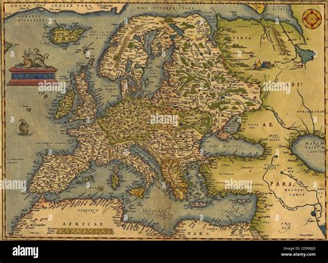 Antique Map of Europe, by Abraham Ortelius, circa 1570 Stock Photo - Alamy