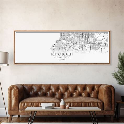 Panoramic Long Beach City Map, California Art, Map Print, Minimalist W ...