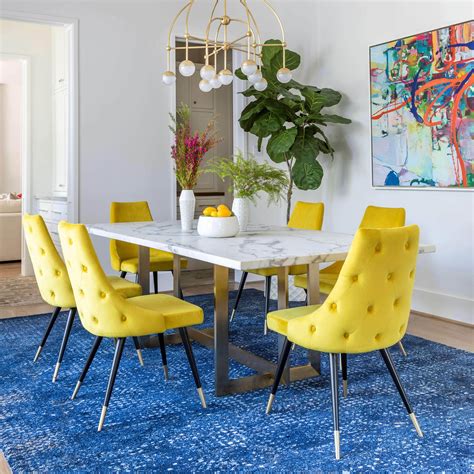 yellow chairs dining room
