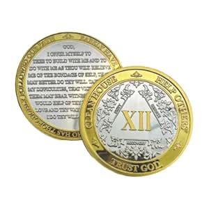 Silver&Gold 17 Year Alcoholics Anonymous Medallion AA Coin Capsule ...