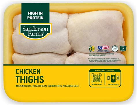 Sanderson Farms Fresh Chicken Thighs, 21g Protein, 4oz 112g, 1.6 - 3 lb ...