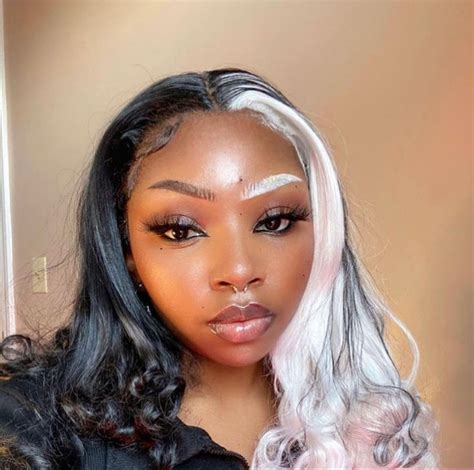 Half black and white split dye hair | Hair inspo color, Aesthetic hair ...