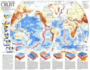 Reproduction of a poster presenting - World Map - Earth's Dynamic Crust ...