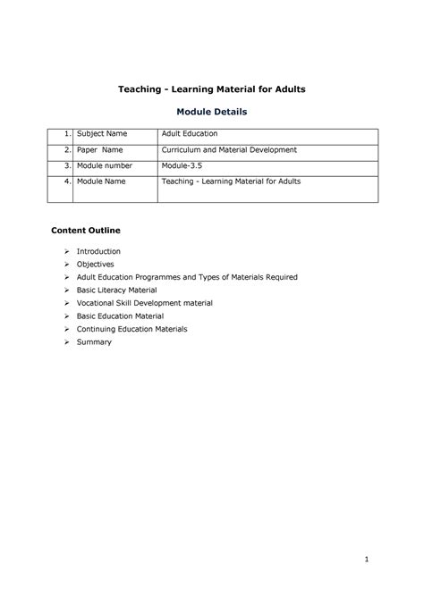 Teaching-Learning Material for Adults - Teaching - Learning Material ...