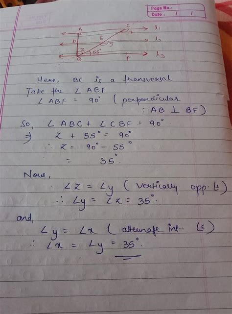 In the figure, 1ll 2 and 2 ll 3. AB is perpendicular to 1 and