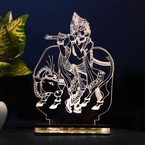 StarLaser Lord Krishna Acrylic 3D Night Lamp Night with Lamp Wooden ...