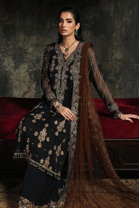 Charizma Black Embroidered Chiffon Pakistani Suit | Luxury Formal Wear ...