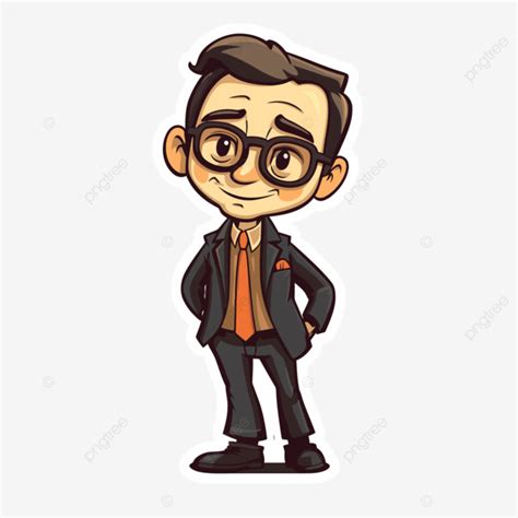 Business Cartoon Man Cartoon Sticker Vector Illustration Clipart, Man ...
