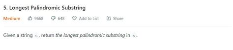 Longest Palindromic Substring C Solution LeetCode 的图像结果