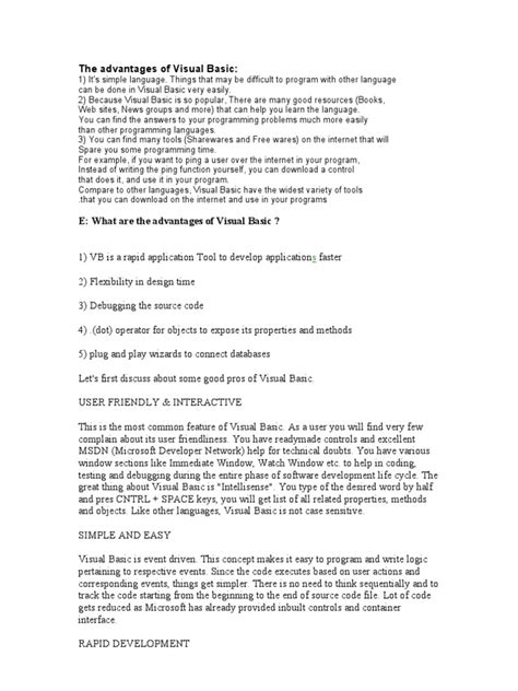 Image result for Visual Basic Coding Pros and Cons