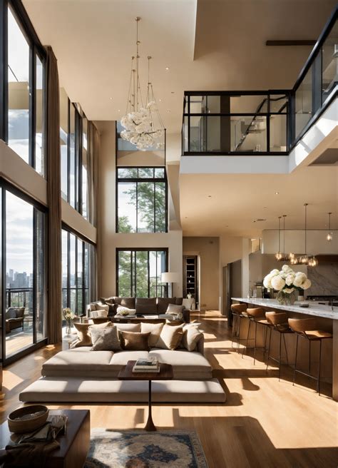 Lexica - Great room of upscale penthouse. floor to celing windows with ...