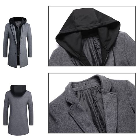 Men's Winter Coat Wool Coat Overcoat Daily Wear Going out Winter Wool ...