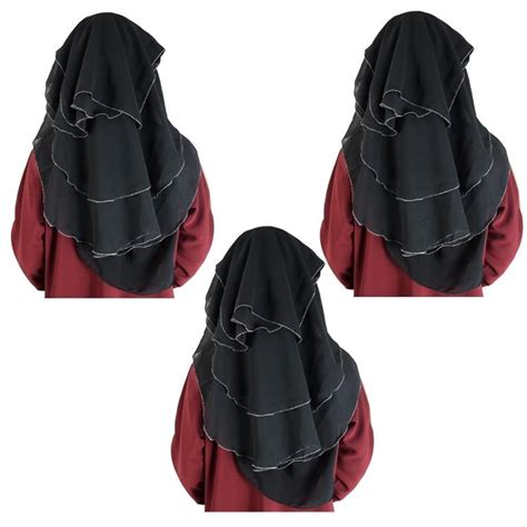 MODEST CITY Beautiful Self Design Sliver 4 Layer Georgette 3Combo Nose ...