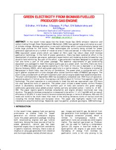 Green electricity from biomass fuelled producer gas engine ...