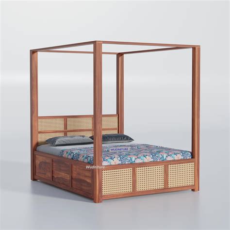 Wudniture Queen Size sheesham Bed with Hydraulic Storage for Bedroom ...