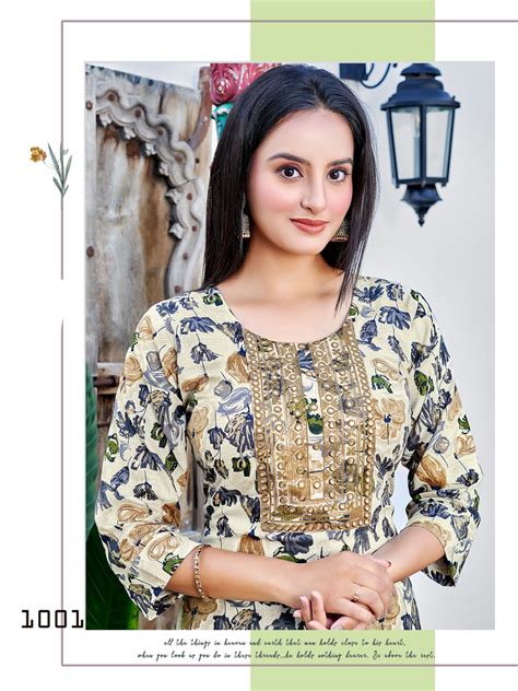 Rung Norita Wholesale Reyon With Neck Embroidery Long Kurtis ...