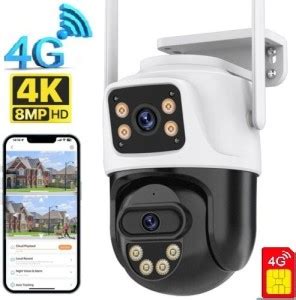 Bzrqx 4G SIM Smart CCTV Camera 1080P Dual Lens PTZ 360° View TwoWay ...