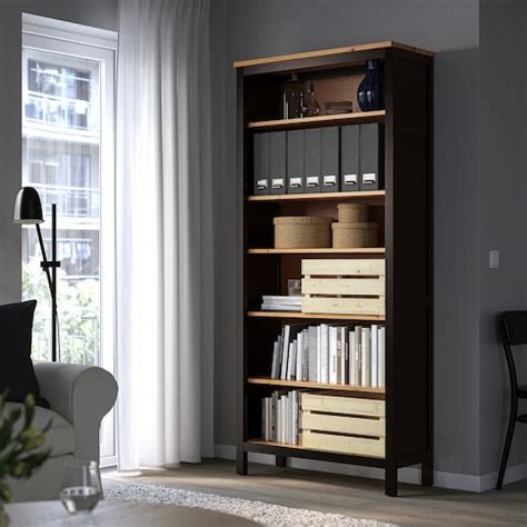 HEMNES bookcase, black-brown/light brown, 90x198 cm (353/8x78") - IKEA