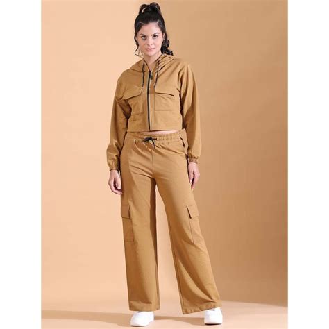 Buy Aesthetic Bodies Brown Solid Sweatshirt and Trouser (Set of 2) Online