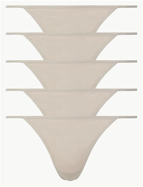 Buy 5 Pack Cotton Rich Low Rise Thongs at Marks & Spencer