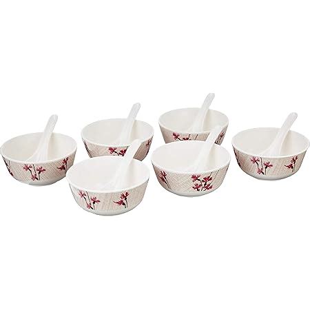 Buy HS HINDUSTANI SAUDAGAR Ceramic Hand Painted Soup Bowls with Spoons ...