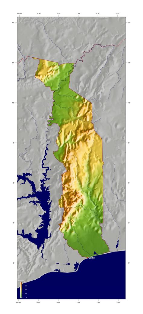 Large physical map of Togo | Togo | Africa | Mapsland | Maps of the World