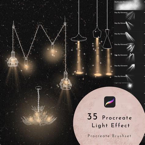 35 Procreate Light Effect Brush for Interior Design and Graphic Design