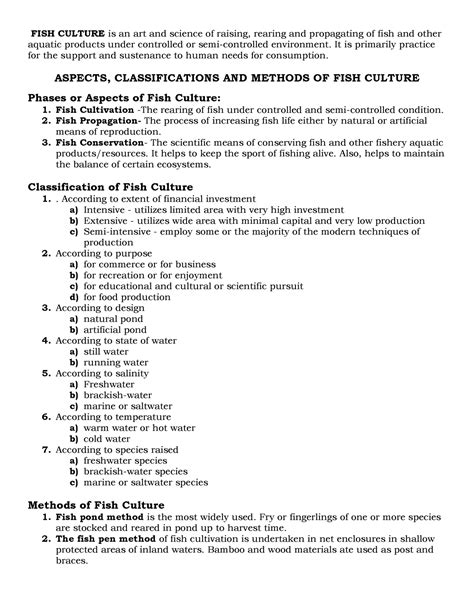FISH Culture - FISH CULTURE is an art and science of raising, rearing and propagating of fish ...